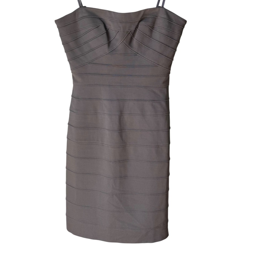 NEW BCBG MaxAzaria Strapless Gray Bandage Dress Bodycon Stretch Size 6 NWT